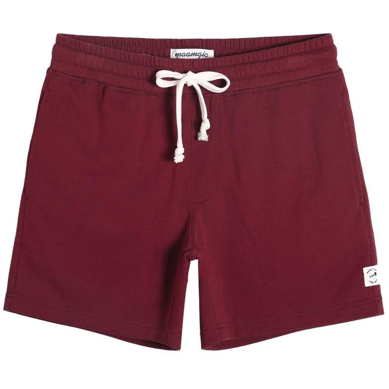 maamgic Mens Athletic Gym Shorts 5.5" Elastic Waist Casual Pajama Pocket Jogger Men Workout Short Pants Wine XX-Large - Image 1